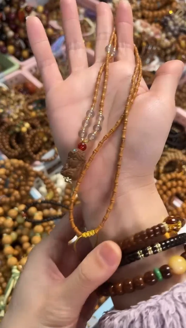 手串橄榄核橄榄核竹节搭配扎基拉姆项链