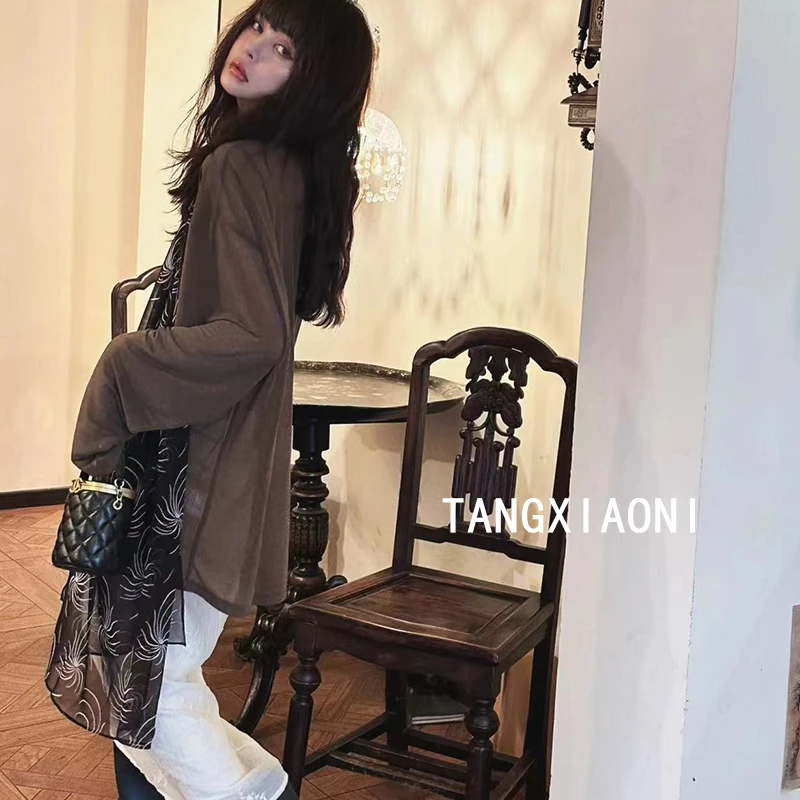 2店 早秋【小咖色】针织麻麻子上衣  慵懒版