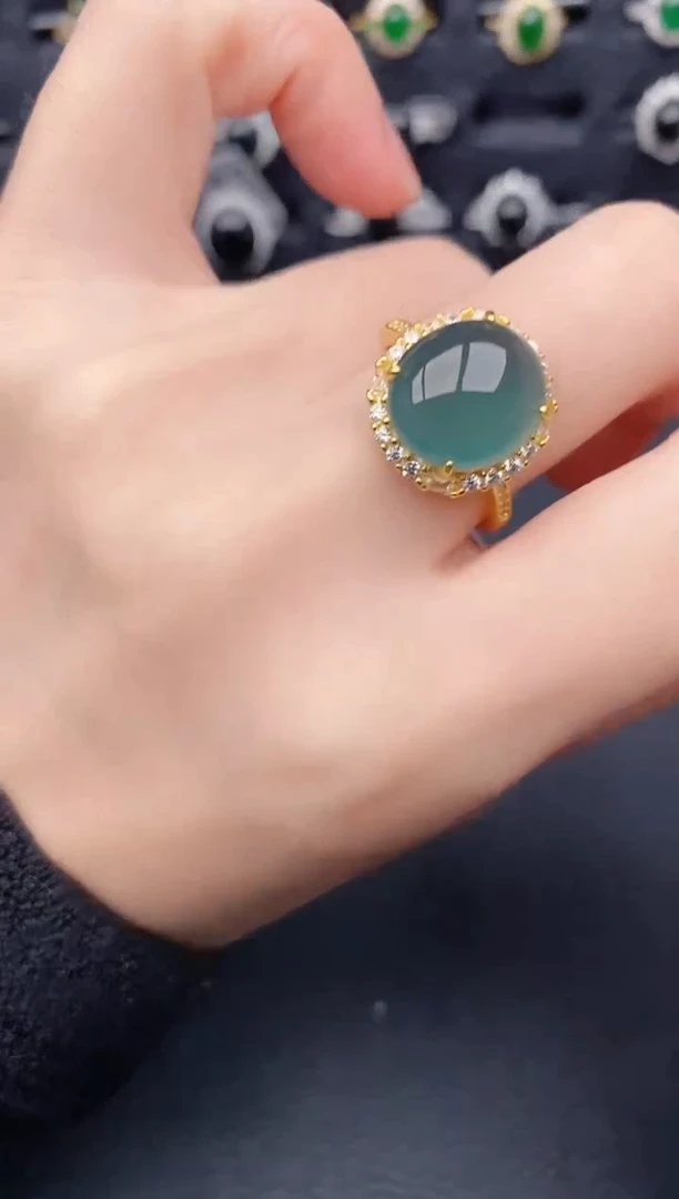 银S925镶嵌戒指翡翠天然a货翡翠295