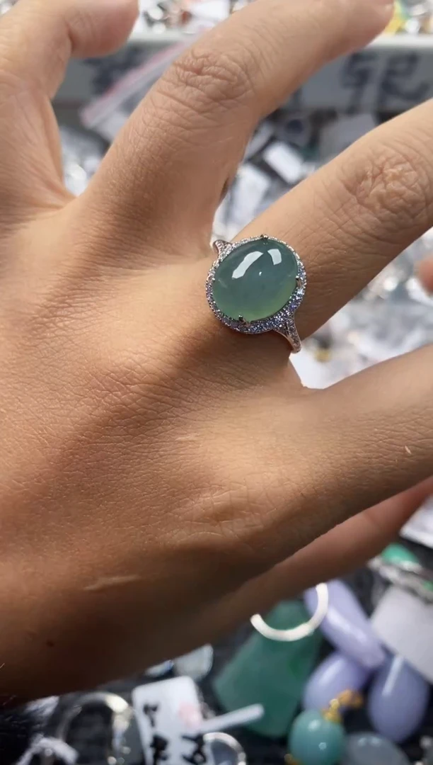 银S925镶嵌戒指翡翠6666----2