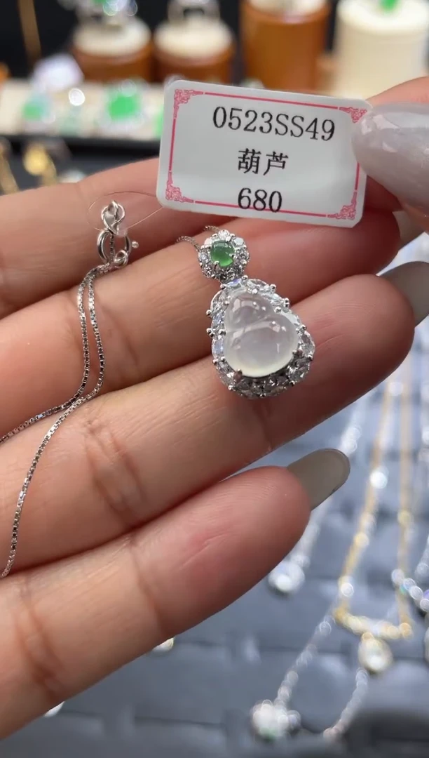 翡翠银S925镶嵌项链0523SS49