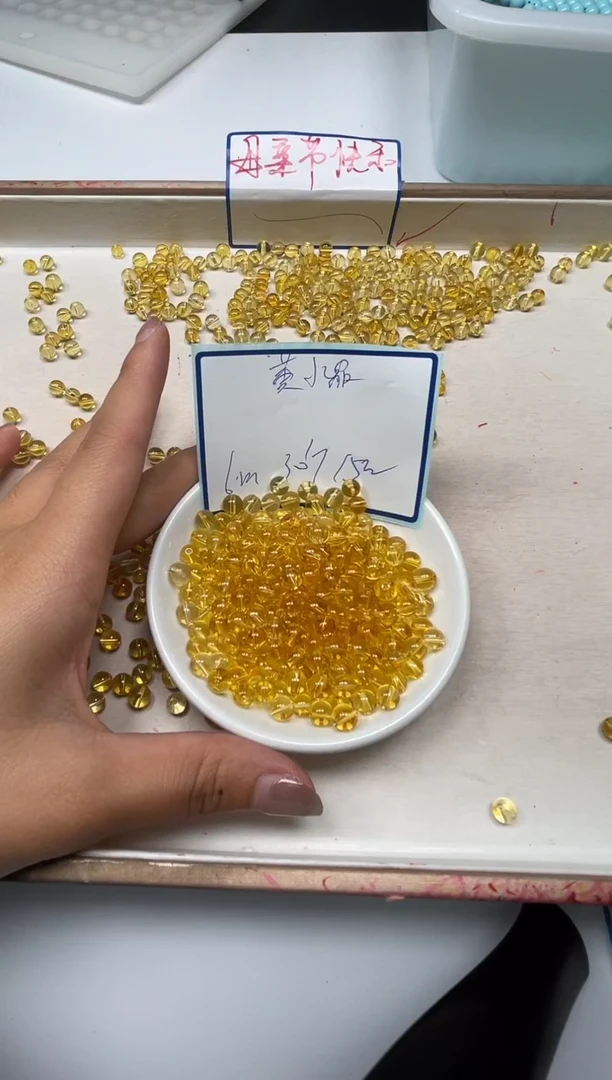 散珠未镶嵌水晶B1002 黄水晶6mm30颗15元