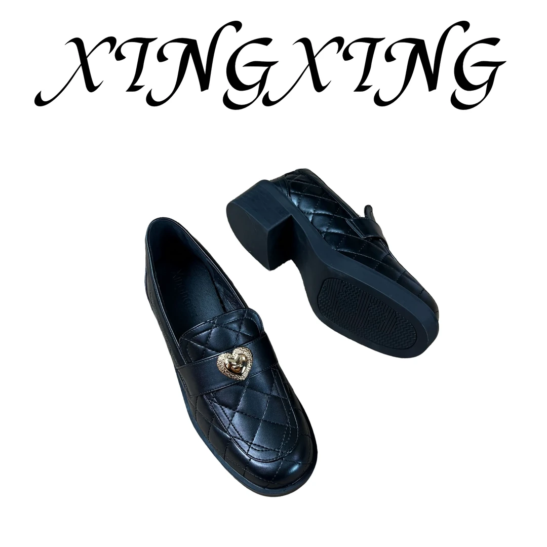 【XINGXING】小香风懒人厚底爱心英伦风乐福鞋粗跟5公分单鞋小皮鞋