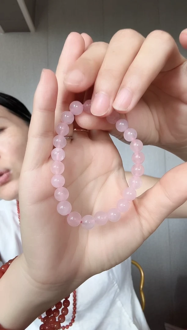 水晶手链未镶嵌粉水晶手链卡8MM