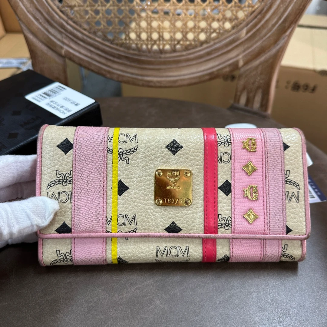 95新 MCM MCM长款钱包拼色/盒子/尘袋 DS000152