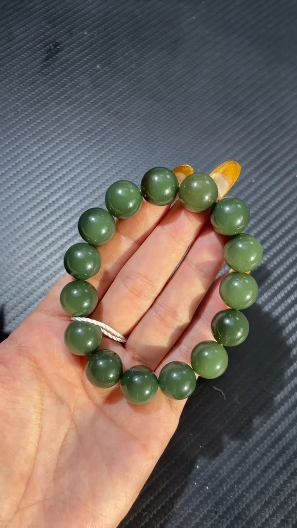 未镶嵌手链和田玉若羌卡14手串微色差