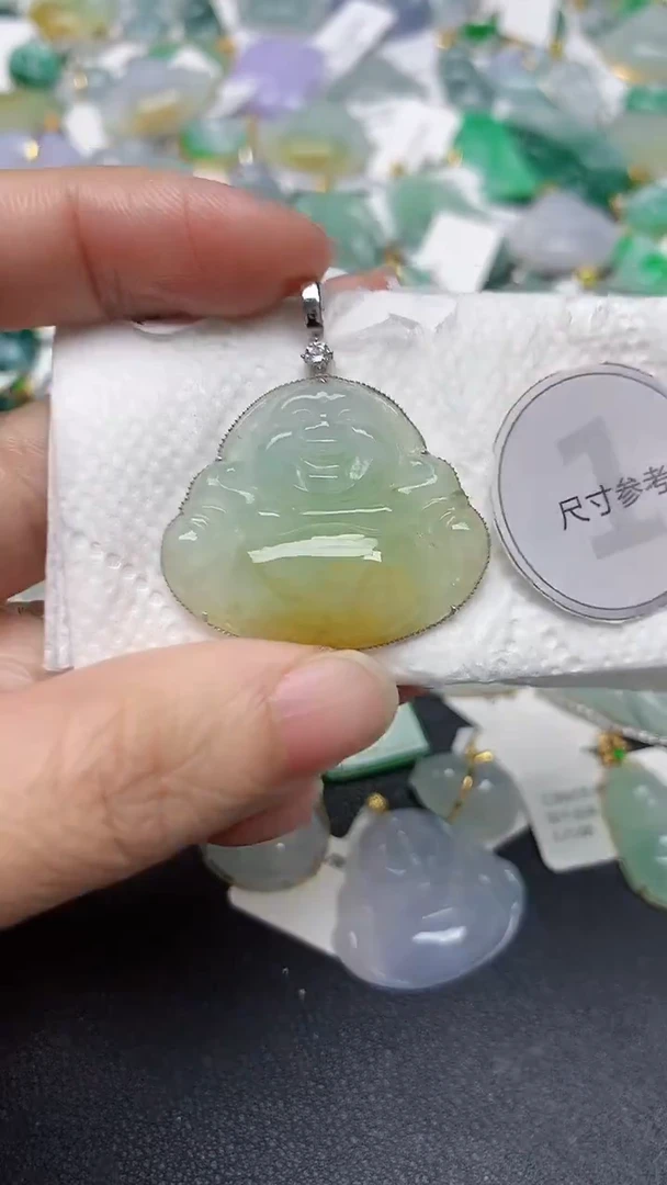 颈饰18K金镶嵌翡翠天然缅甸A货翡翠