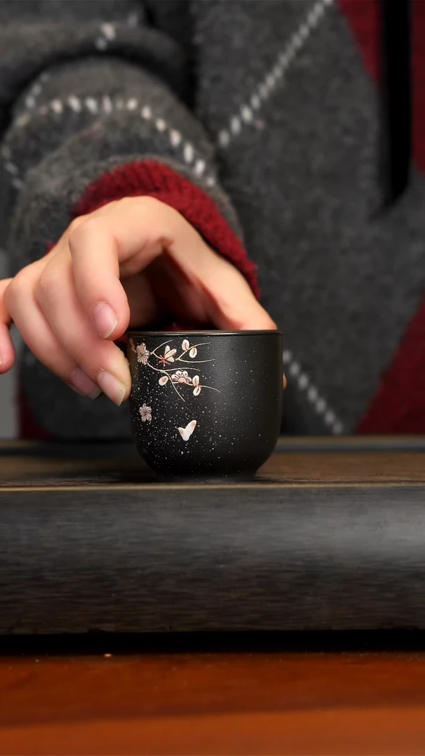 【闪购商品】紫砂茶壶黑料落雪红梅杯