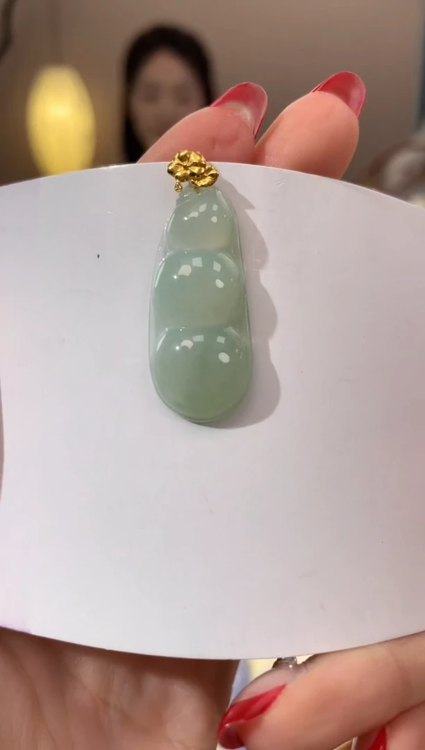 【闪购商品】翡翠颈饰18K金镶嵌天然缅甸a货翡翠