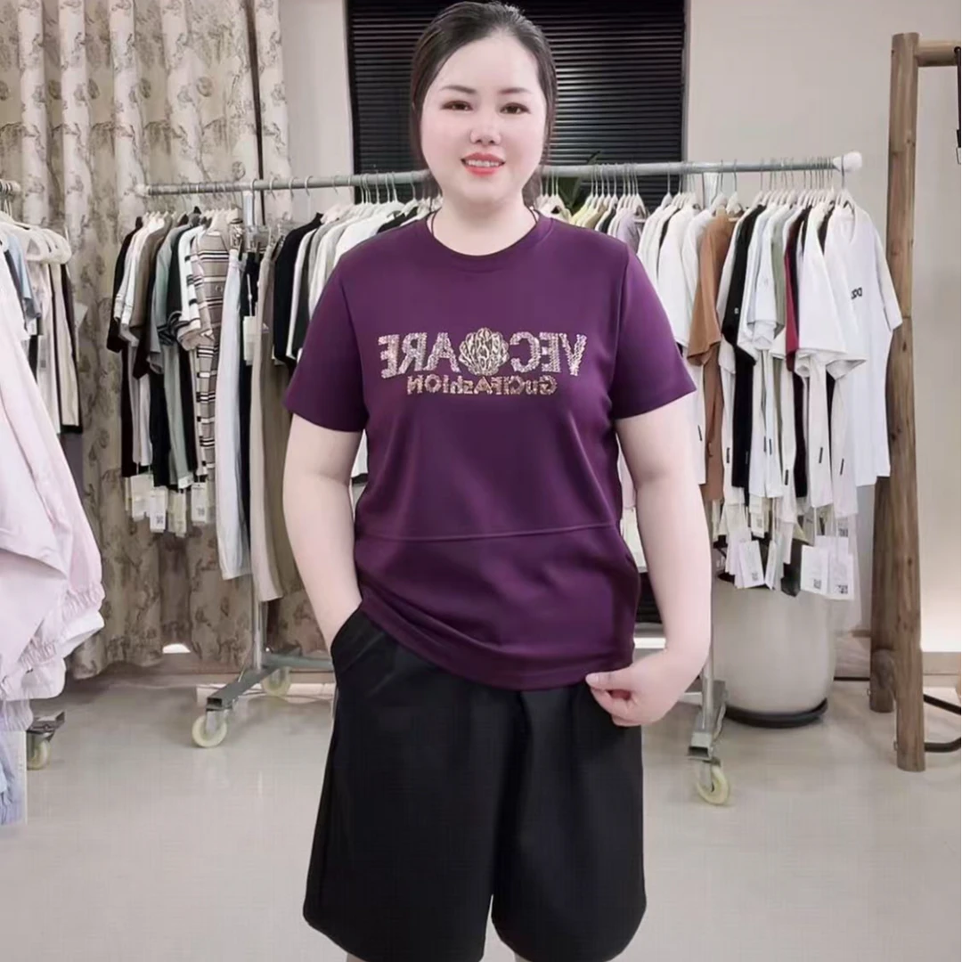 NM1077（聚水潭）圆领重工T恤显瘦百休闲计感气质打底衫女士短袖T恤