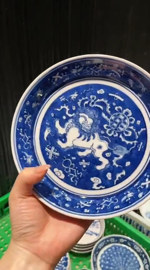 瓷片 蓝地狮子 壶承 微瑕