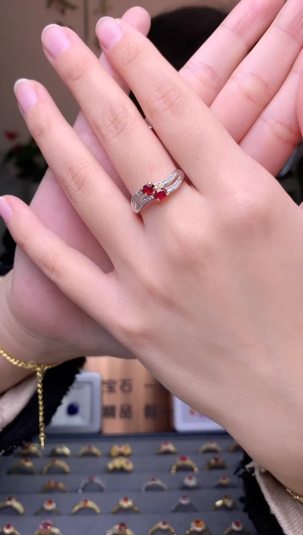 【闪购商品】红宝石戒指银S925镶嵌戒指