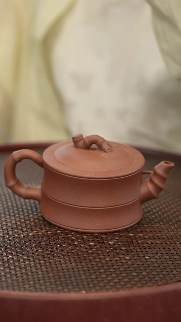 茶壶紫砂大竹节 220cc 紫泥泥料