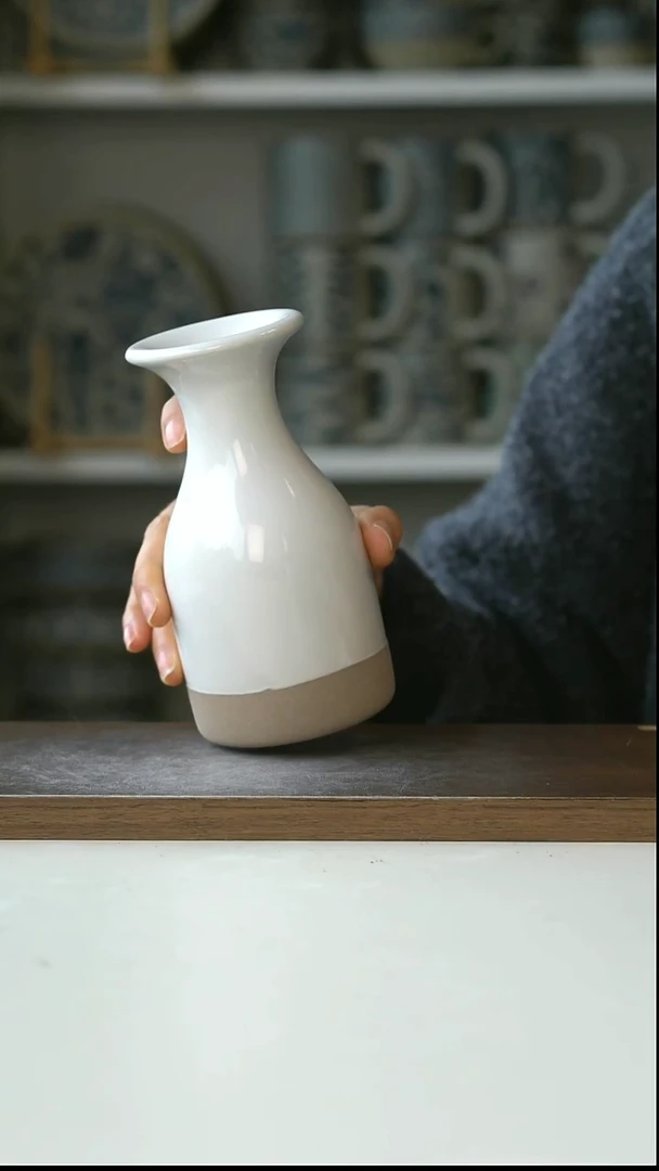 陶"出美WilliamsSonama砂釉白拼接花瓶15cm "@4-2@微瑕