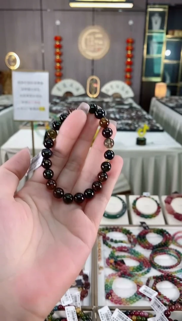 黑糖单圈手串8mm+未镶嵌碧玺（多样性发一条）hon