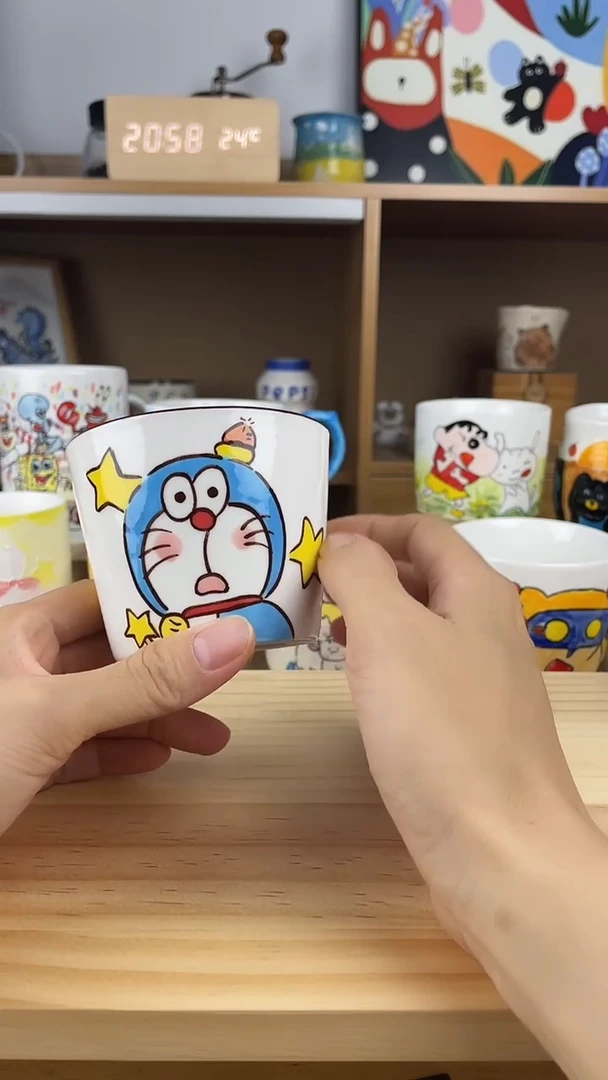 瓷片景德镇高温釉下彩陶瓷手绘卡通创意设计款