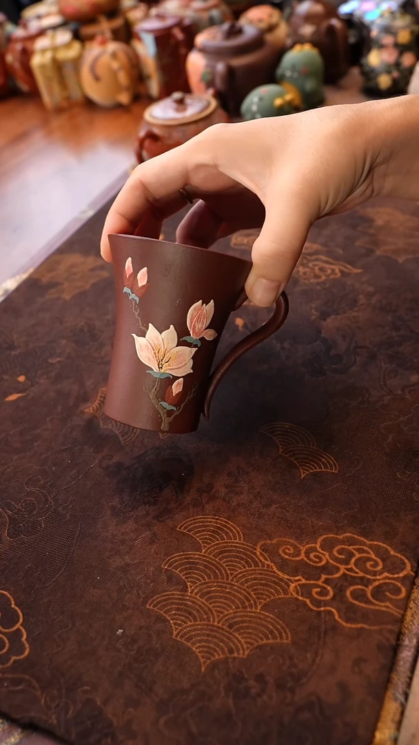 茶壶紫砂玉兰把手杯