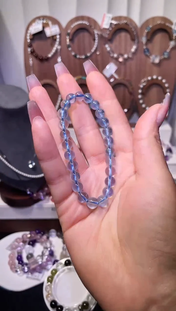 水晶手串未镶嵌海蓝宝7mm