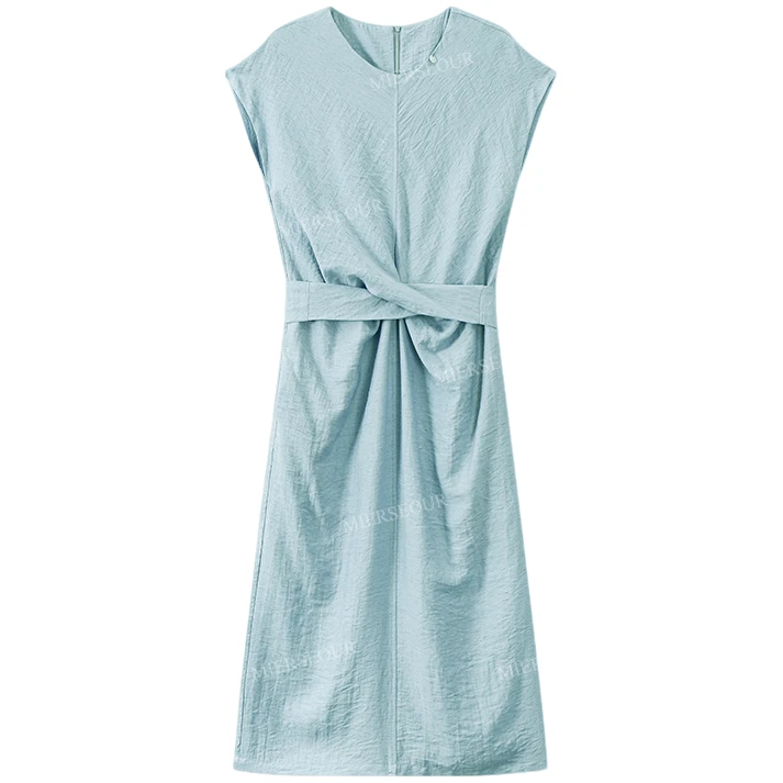 【封后轻奢设计】【知性美】简约褶皱设计感气质连衣裙1585