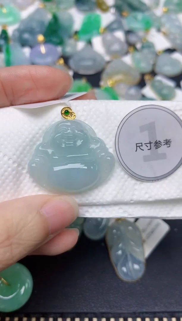 颈饰18K金镶嵌翡翠天然缅甸A货翡翠