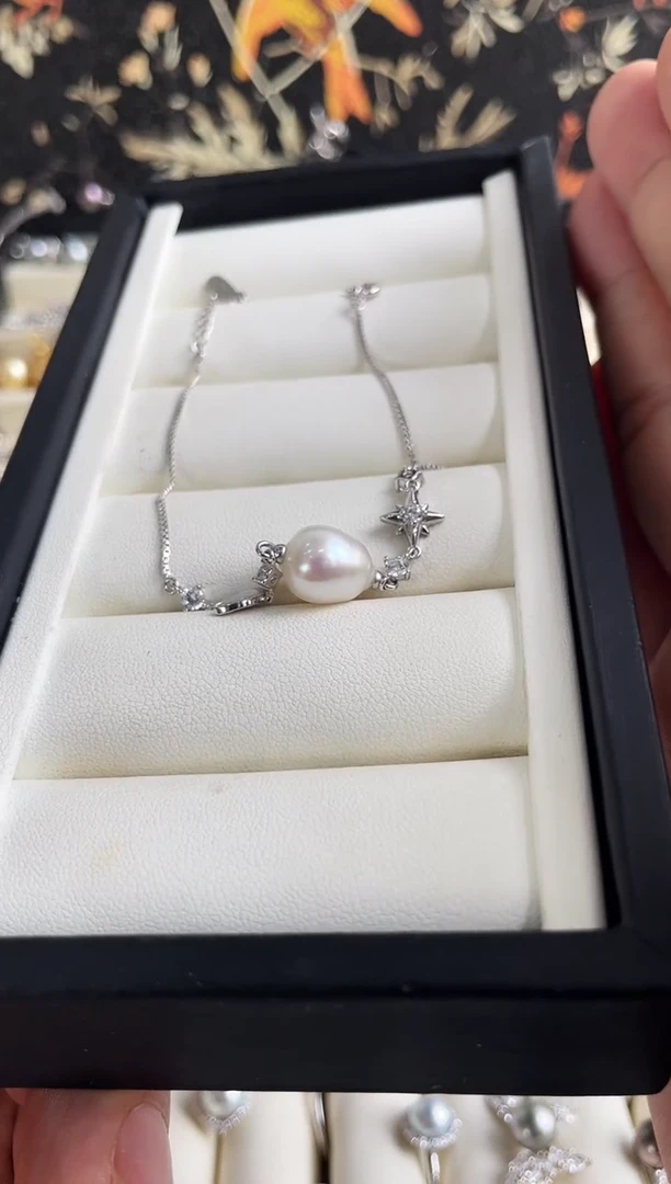 银S925镶嵌手链海水珍珠海水澳白手链