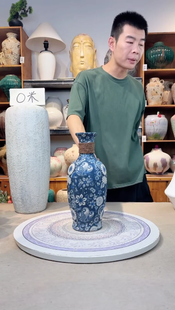 瓶陶瓷花瓶  福利  青花麻绳中号  不装水