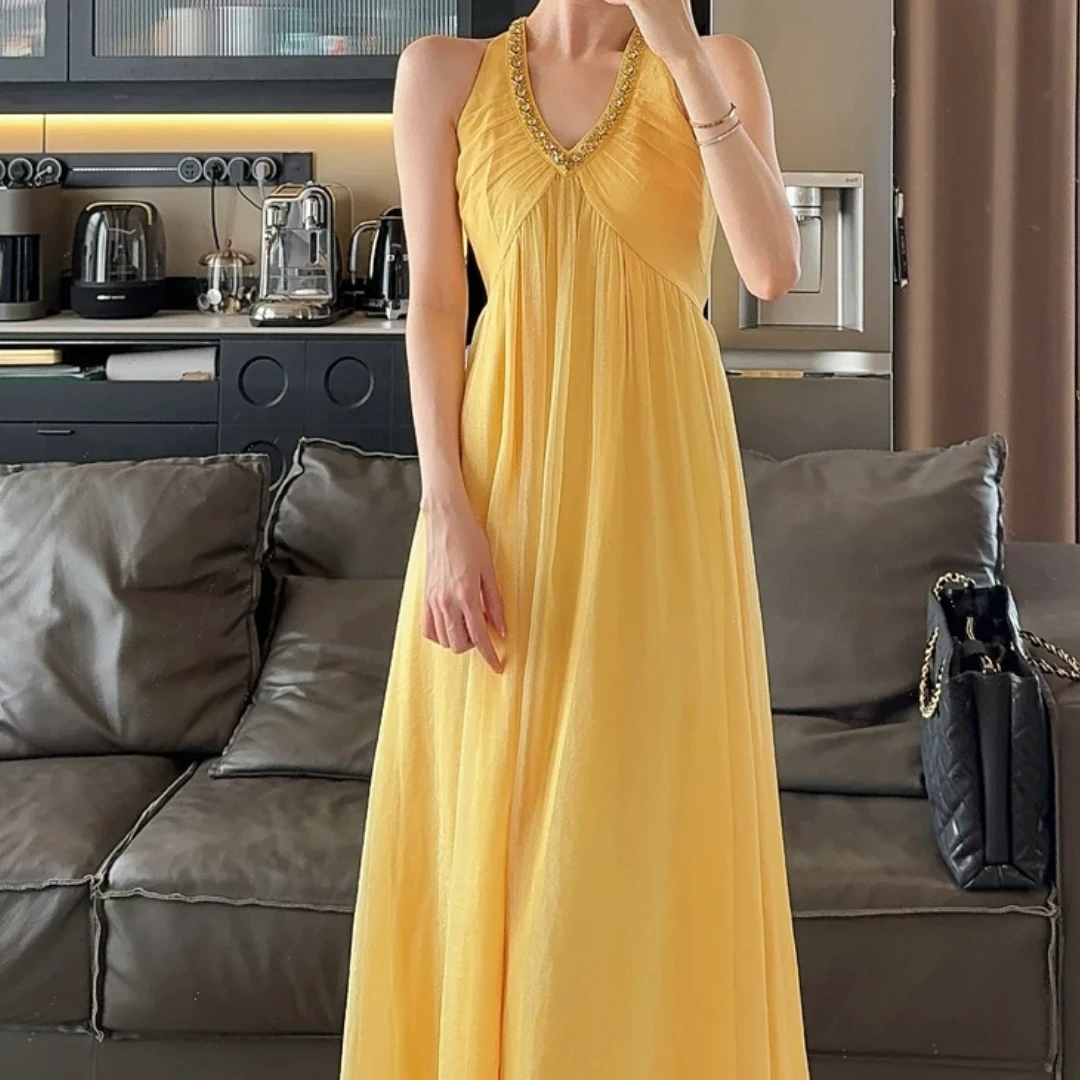 （TING）2025气质长裙夏季法式性感温柔设计感连衣裙25030