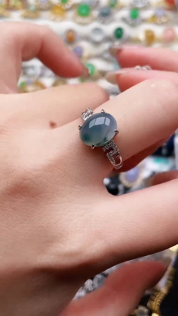 银S925镶嵌戒指翡翠58