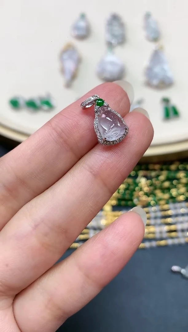 翡翠18K金镶嵌吊坠(不含链)A085|1980