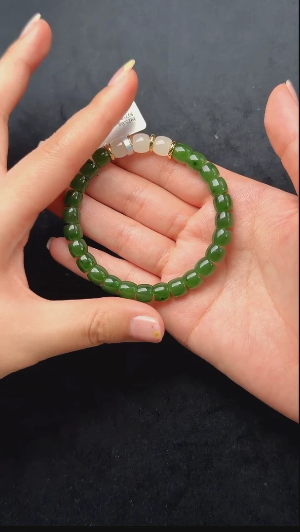 颈饰未镶嵌和田玉032-碧玉直切珠手串-N0993-1209