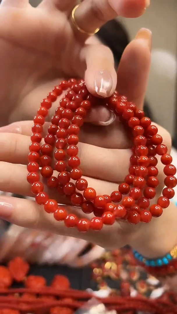 未镶嵌圆珠多圈链南红玛瑙5.5mm~5.8mm/原矿