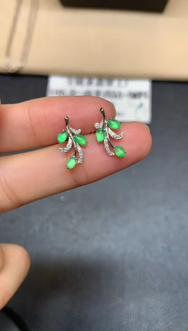 18K金镶嵌翡翠耳饰随形【无服务费