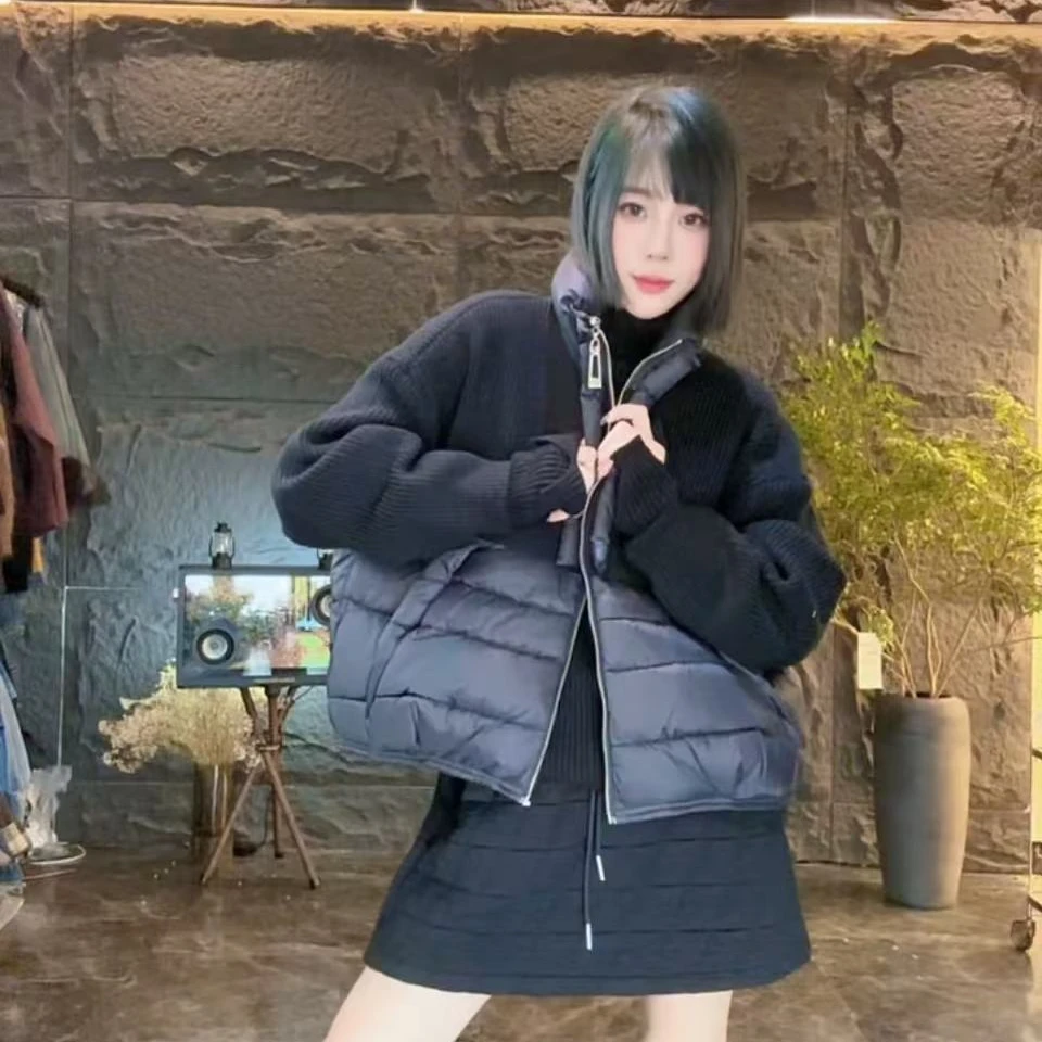 【木棉】欧货拼接宽松外套2025冬季新立领小个子棉服短款1585