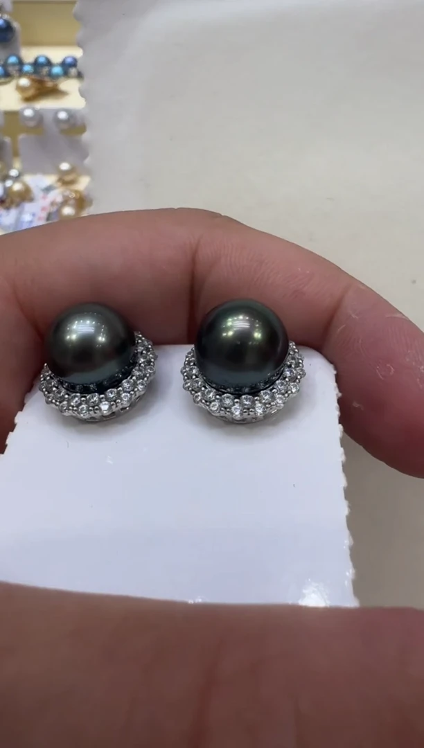 银S925镶嵌海水珍珠耳饰清货