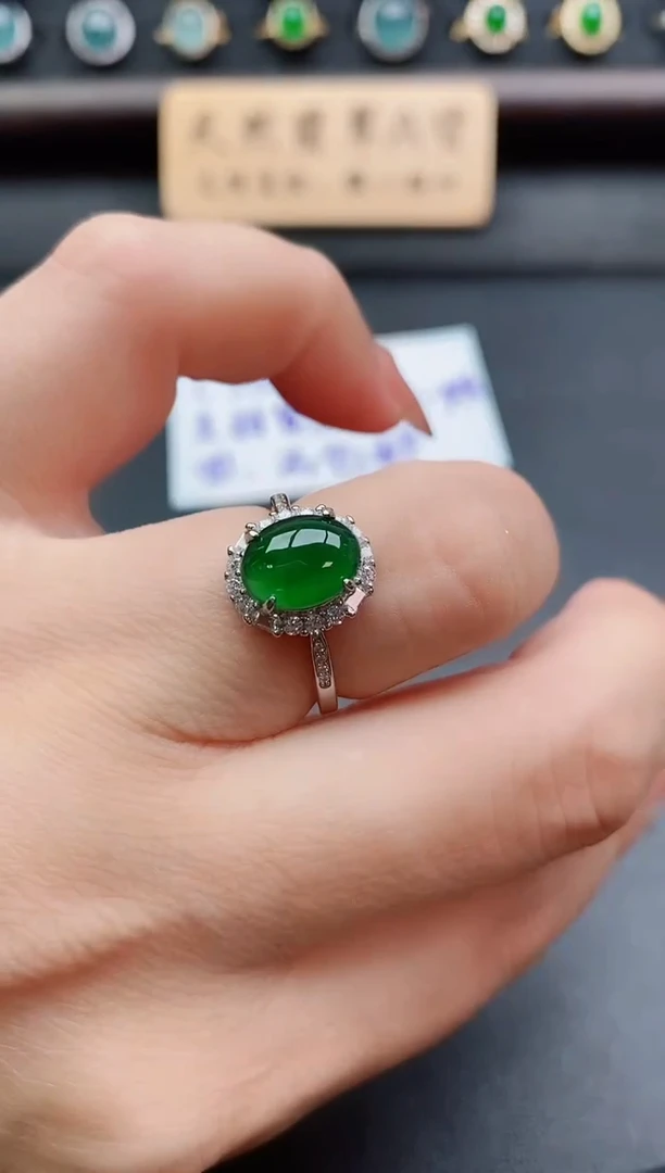 银S925镶嵌戒指翡翠1