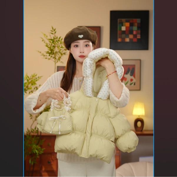 【YN童品】白鸭绒羽绒服女宝冬季加厚纯色波点帽檐连帽保暖韩版