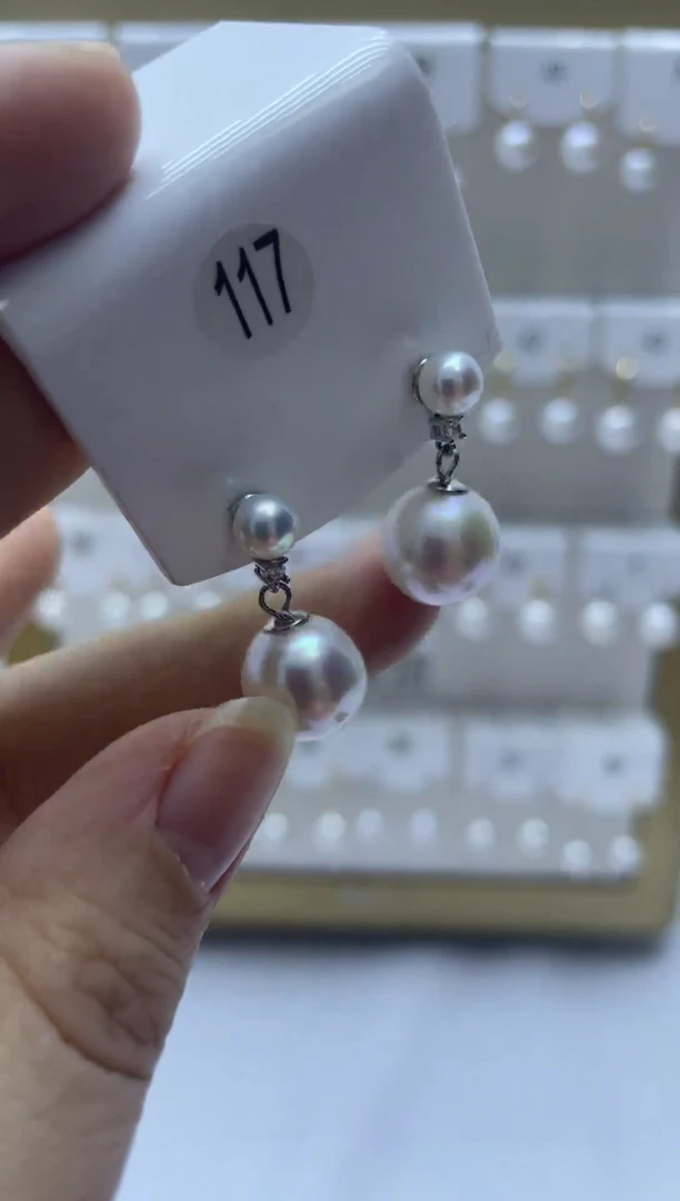 银S925镶嵌耳饰淡水珍珠117