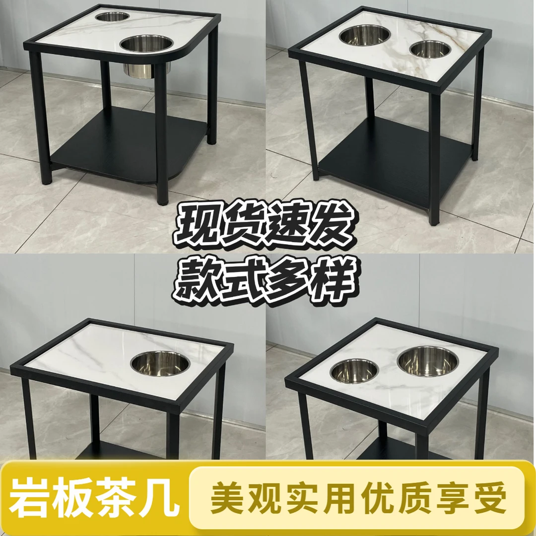 棋牌室茶楼专用岩板茶几双层正方形桌子