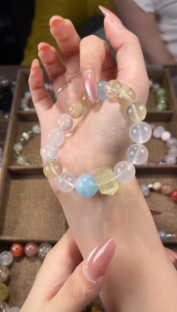 手链未镶嵌水晶0037黄水晶奶白晶海双尖