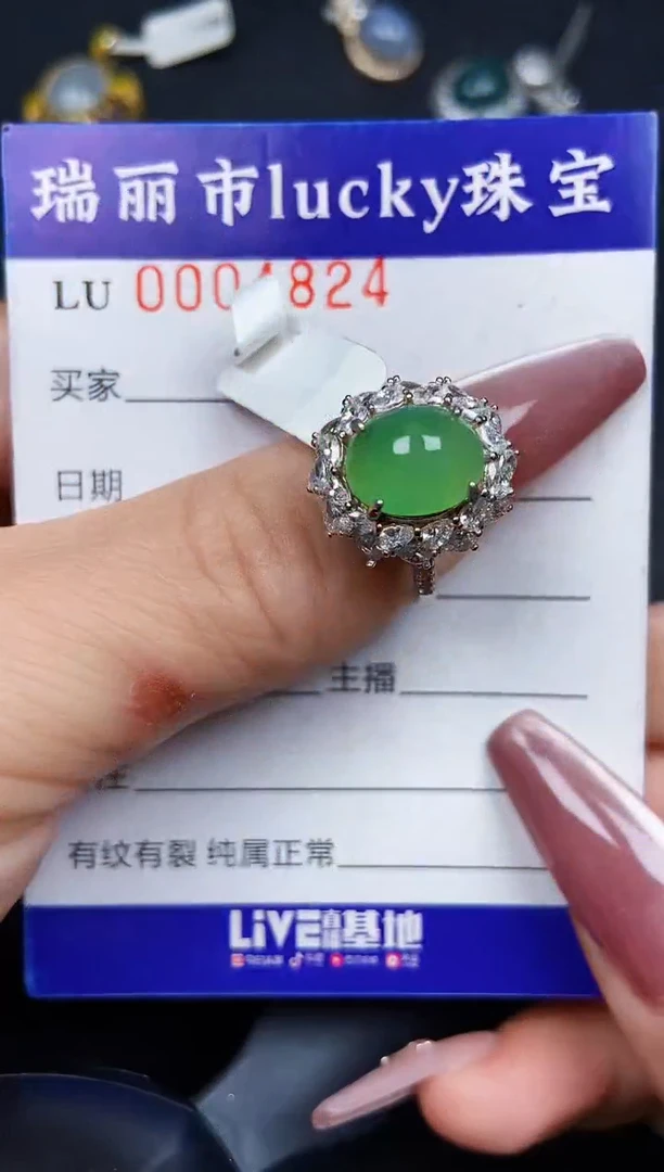 翡翠银S925镶嵌颈饰4824