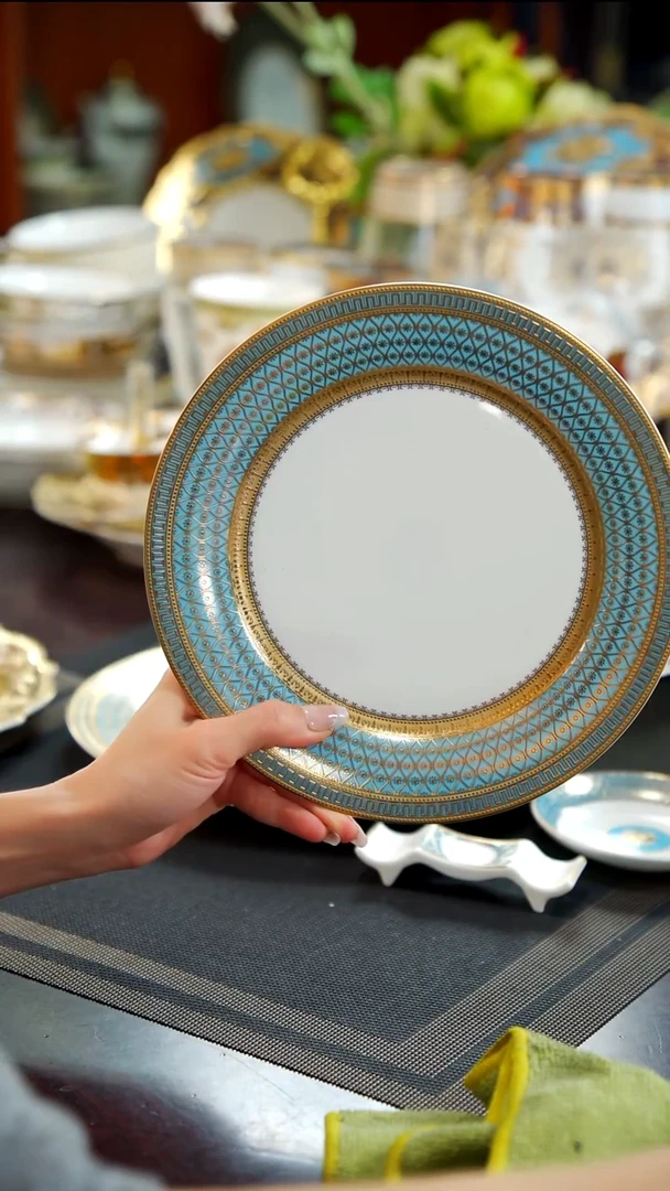 瓷片8.5英寸反边菜盘1个