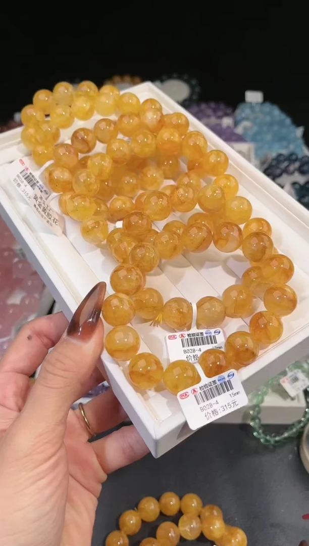 【闪购商品】水晶手链未镶嵌多样性发一黄胶花15mm