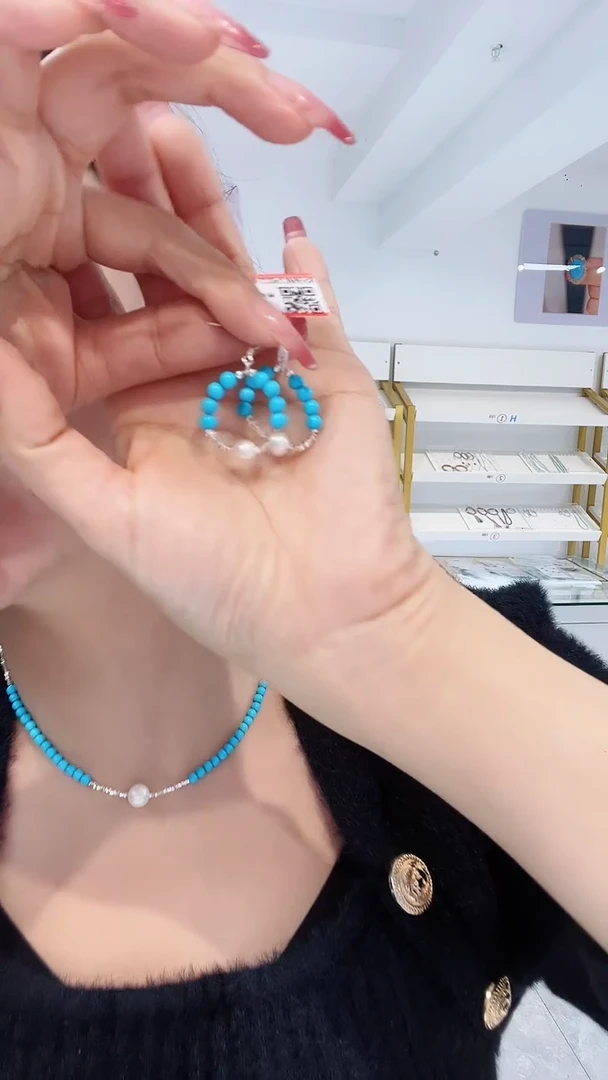 【闪购商品】绿松石耳环银S925镶嵌发货一件4m+