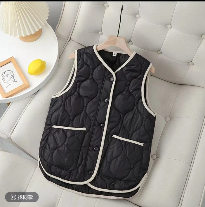 2025秋冬新款轻薄圆领棉服马甲内穿轻便背心W057