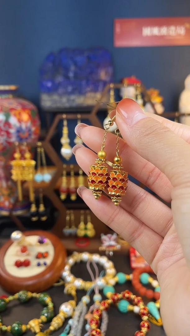 【闪购商品】龙鳞珐琅景泰蓝耳钩