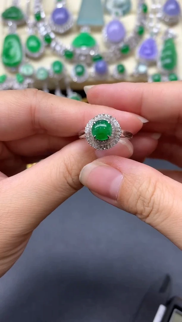 18K金镶嵌戒指翡翠483-中国好珍宝