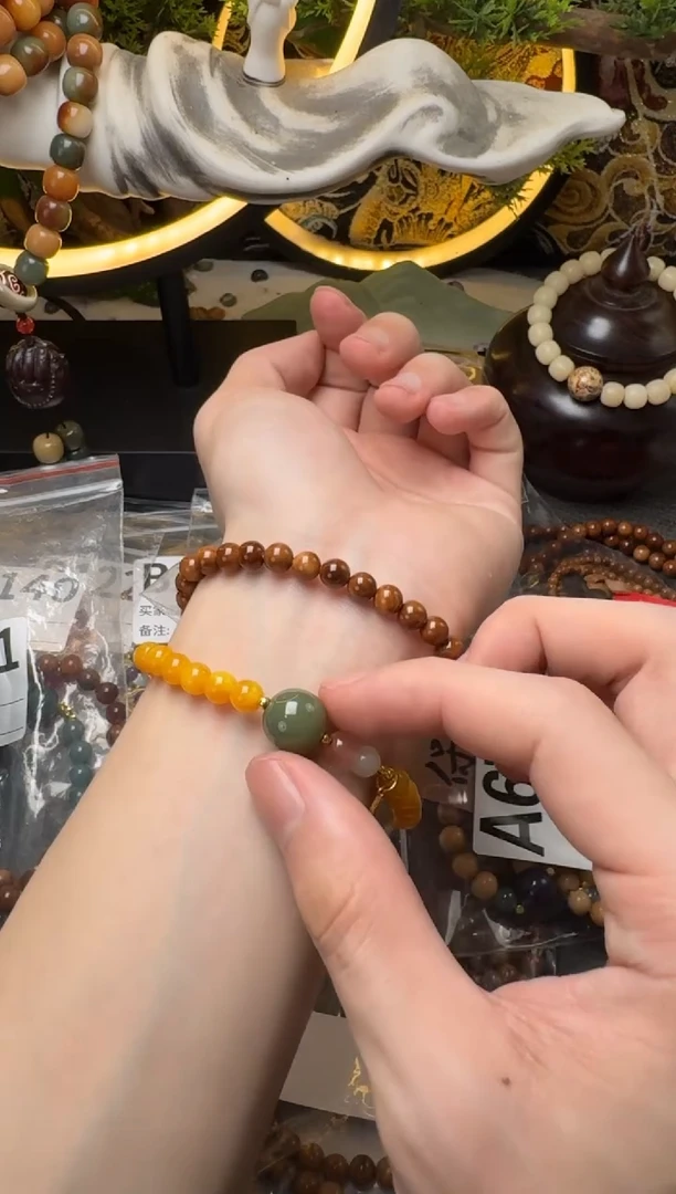 未镶嵌蜜蜡手链B125蜜蜡双圈