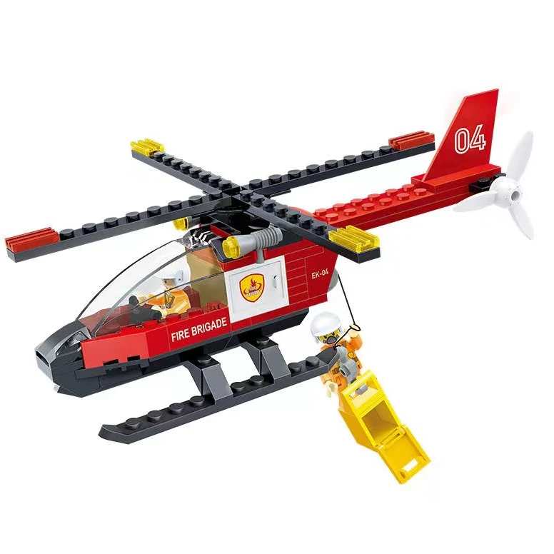 军事系列消防直升飞机拼装积木玩具C4C44