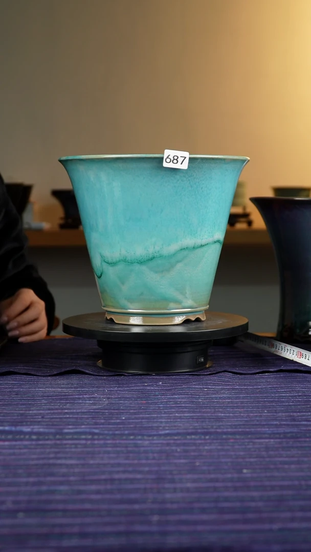 687窑变斗笠兰花盆21/19.5/24.5/22.5