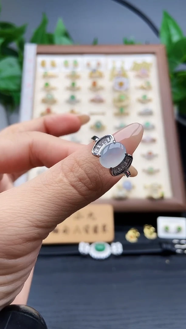 银S925镶嵌戒指翡翠12